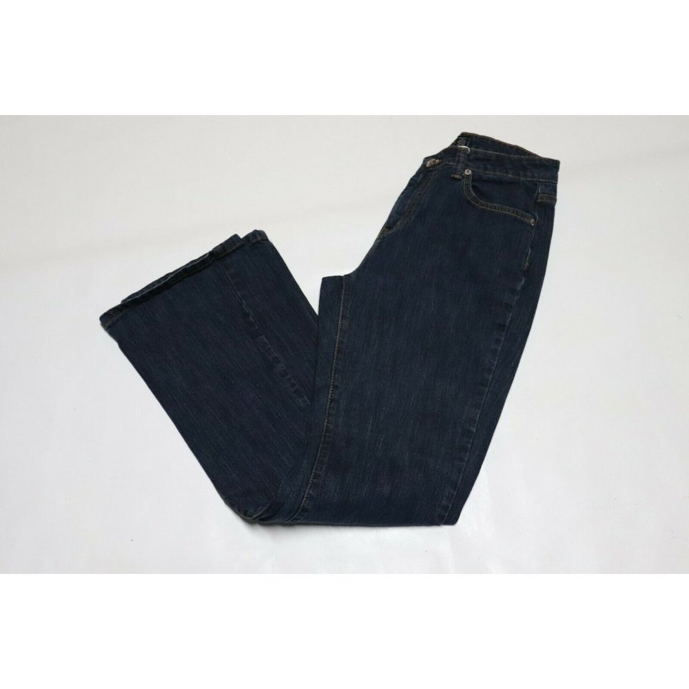 Kikit Womens Boot Cut Jeans Size 6 Denim Floral Embroidery Beaded Blue Mid Rise